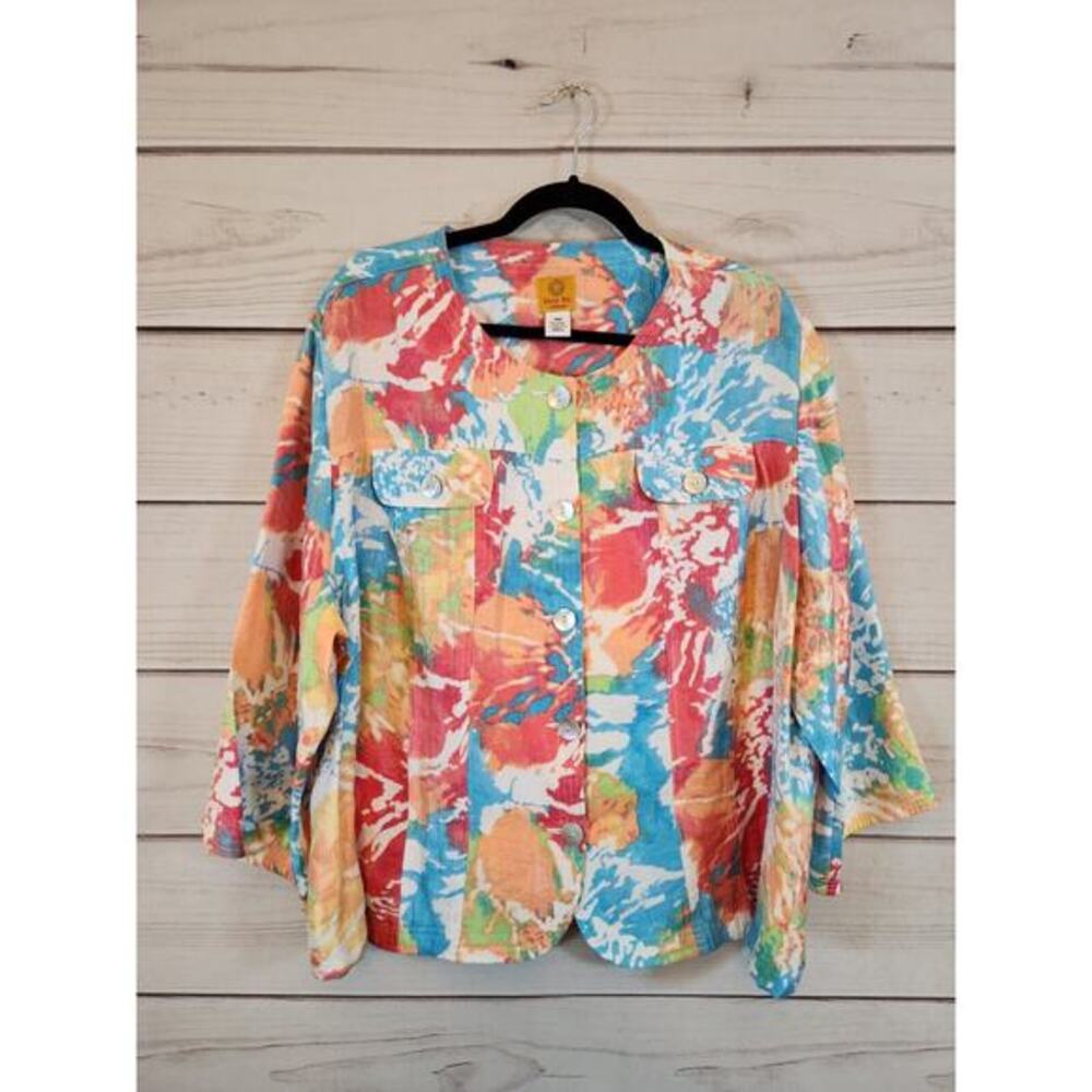 Ruby Rd. Women Colorful‎ Floral Button Up Blouse Size 24W